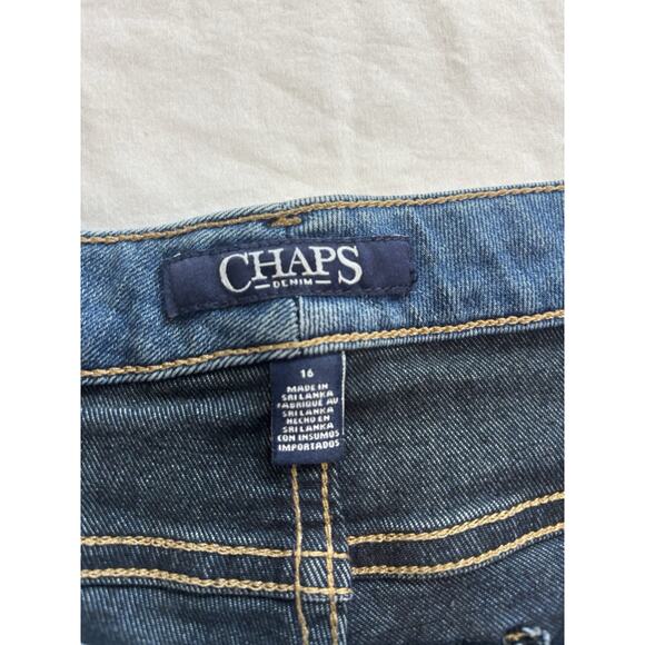 CHAPS Women’s Size 16 Denim Stretch Jeans Madden Capris Cropped Summer Raw Hem - Picture 4 of 12